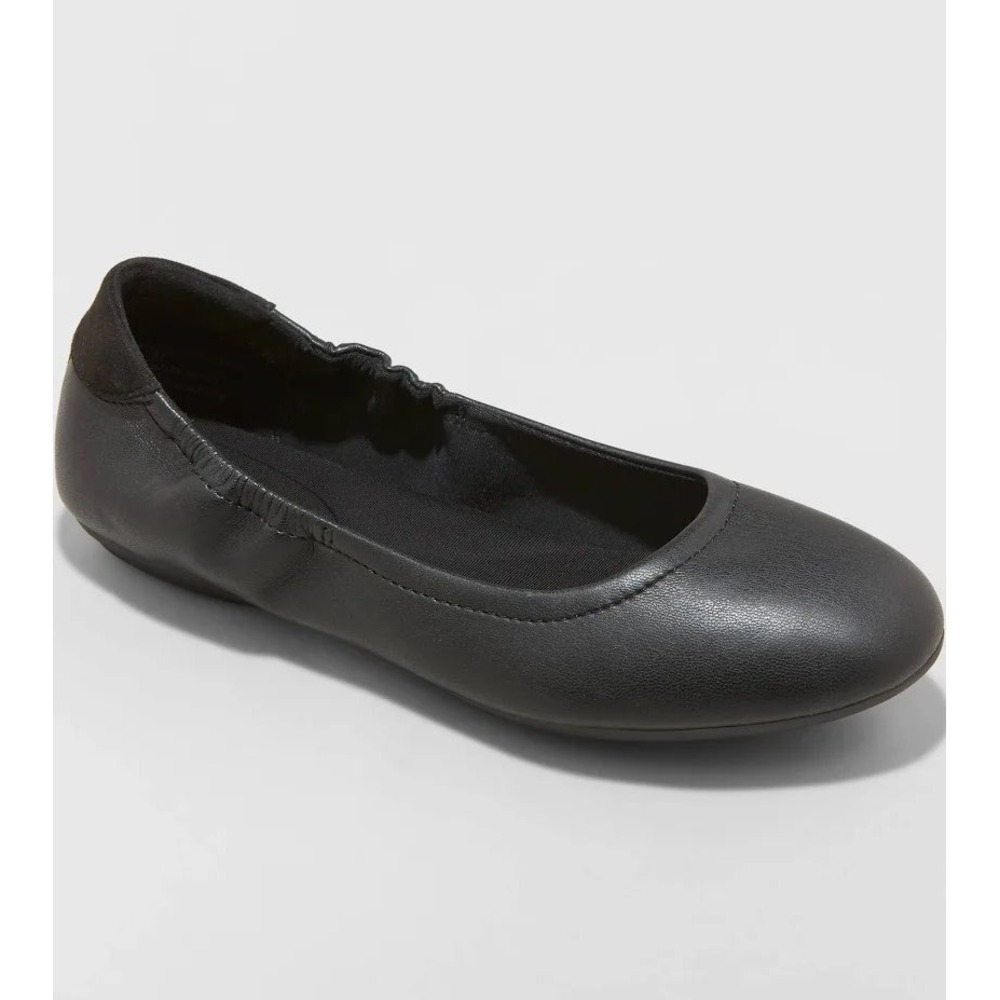 A New Day Meredith Ballet Flat Sz 11 Black Pebbled Faux Leather Slip On Shoes